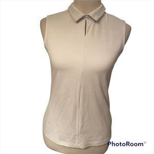 DAGNY SCOUT TOP SLEEVELESS WHITE STRETCH COLLAR KEYHOLE SIZE S USA